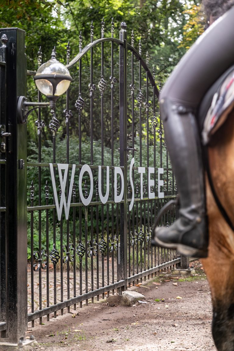 Toegangshek Woudstee ruiter met paard bij Antonia